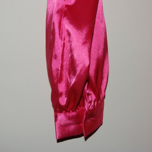Hot Pink Satin Blouse - HONEY - Picture 8 of 11